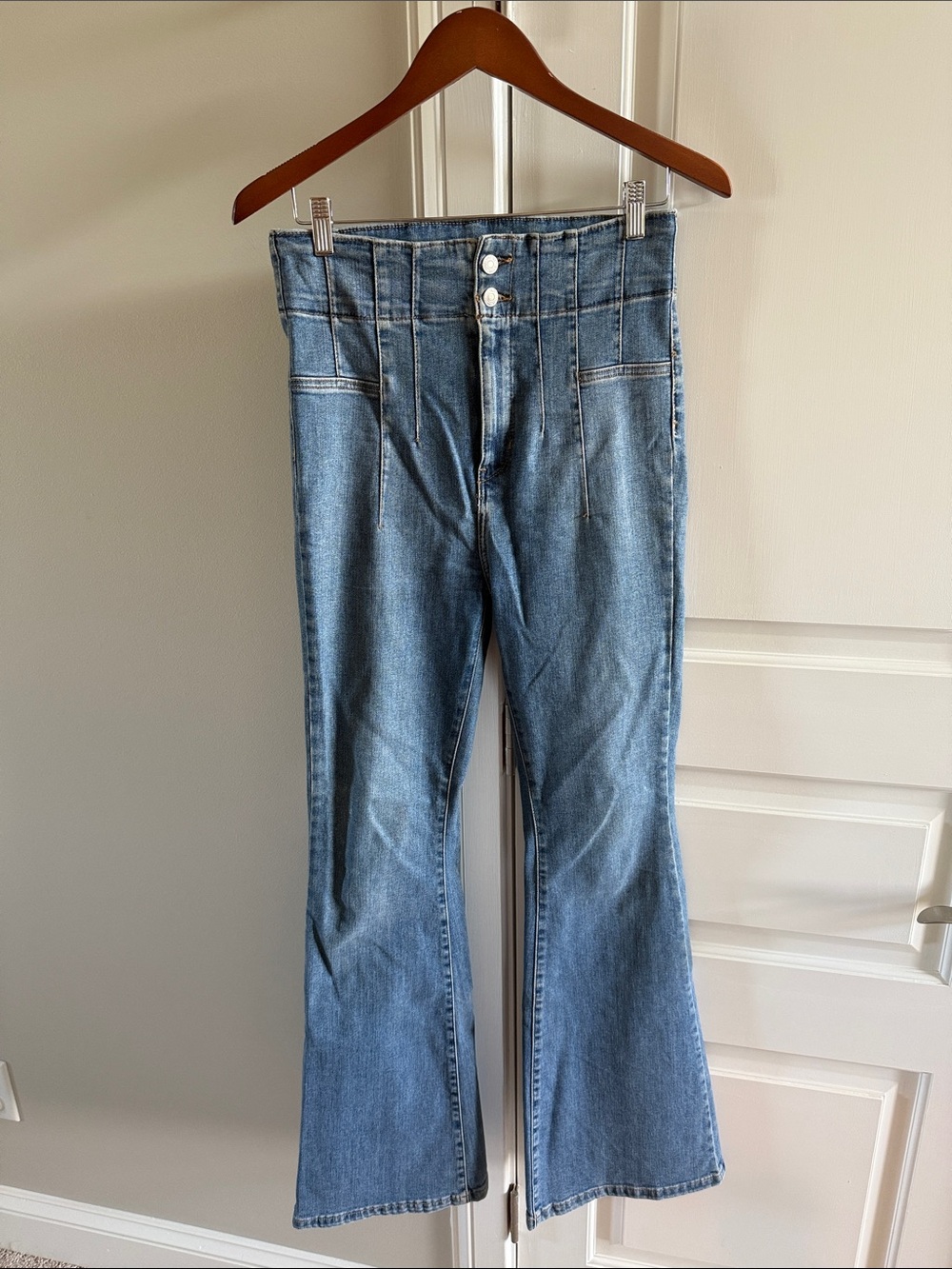 Free People High-Rise Medium Blue Flare Jeans